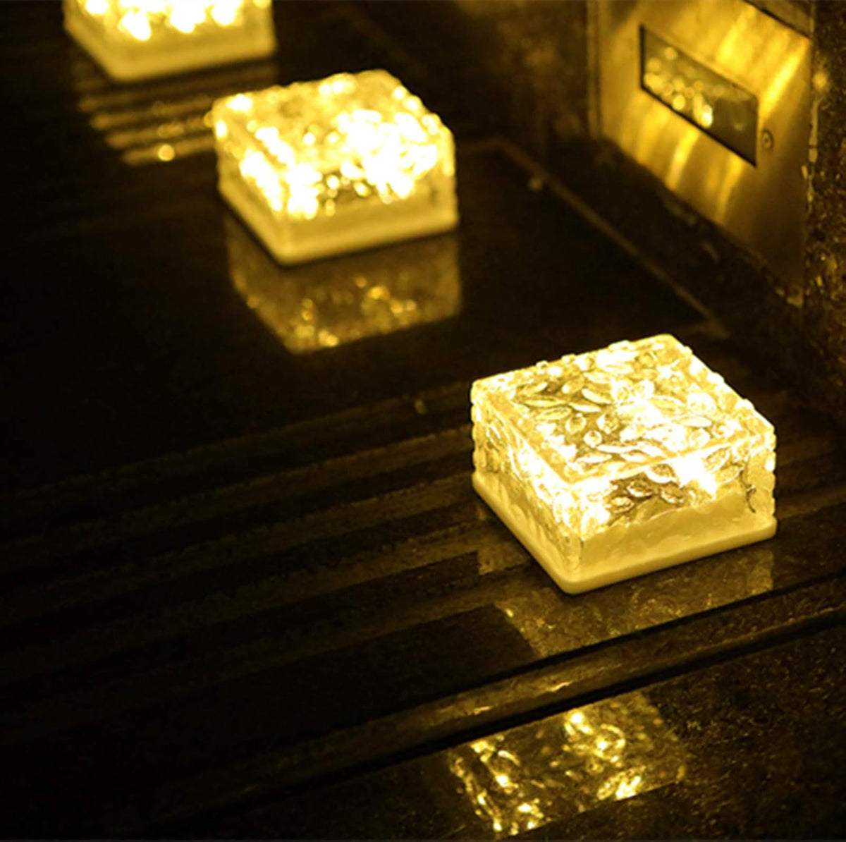 Solar Ice Cube Lights Outdoor Waterproof Path Lights 4 Pack I9633