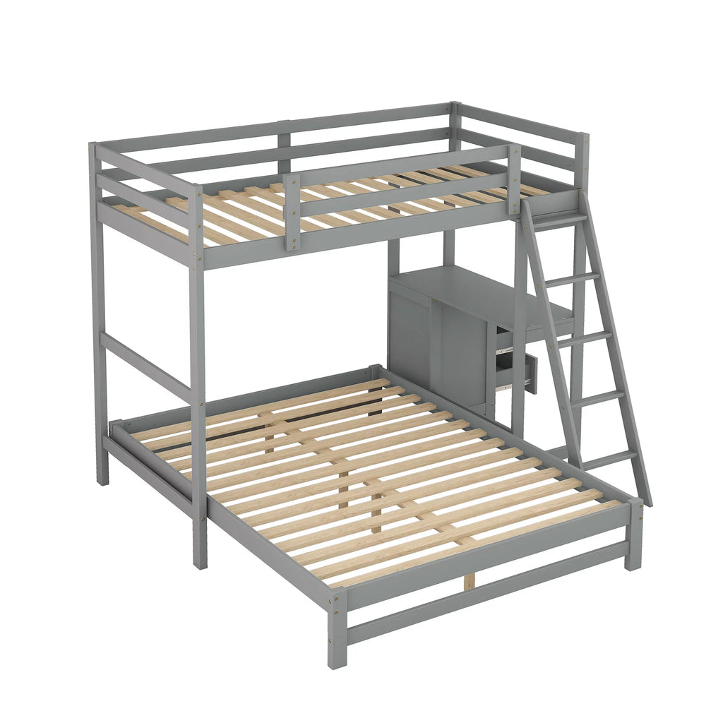 Twin over Full Bunk Bed with Desk and Drawers L46891
