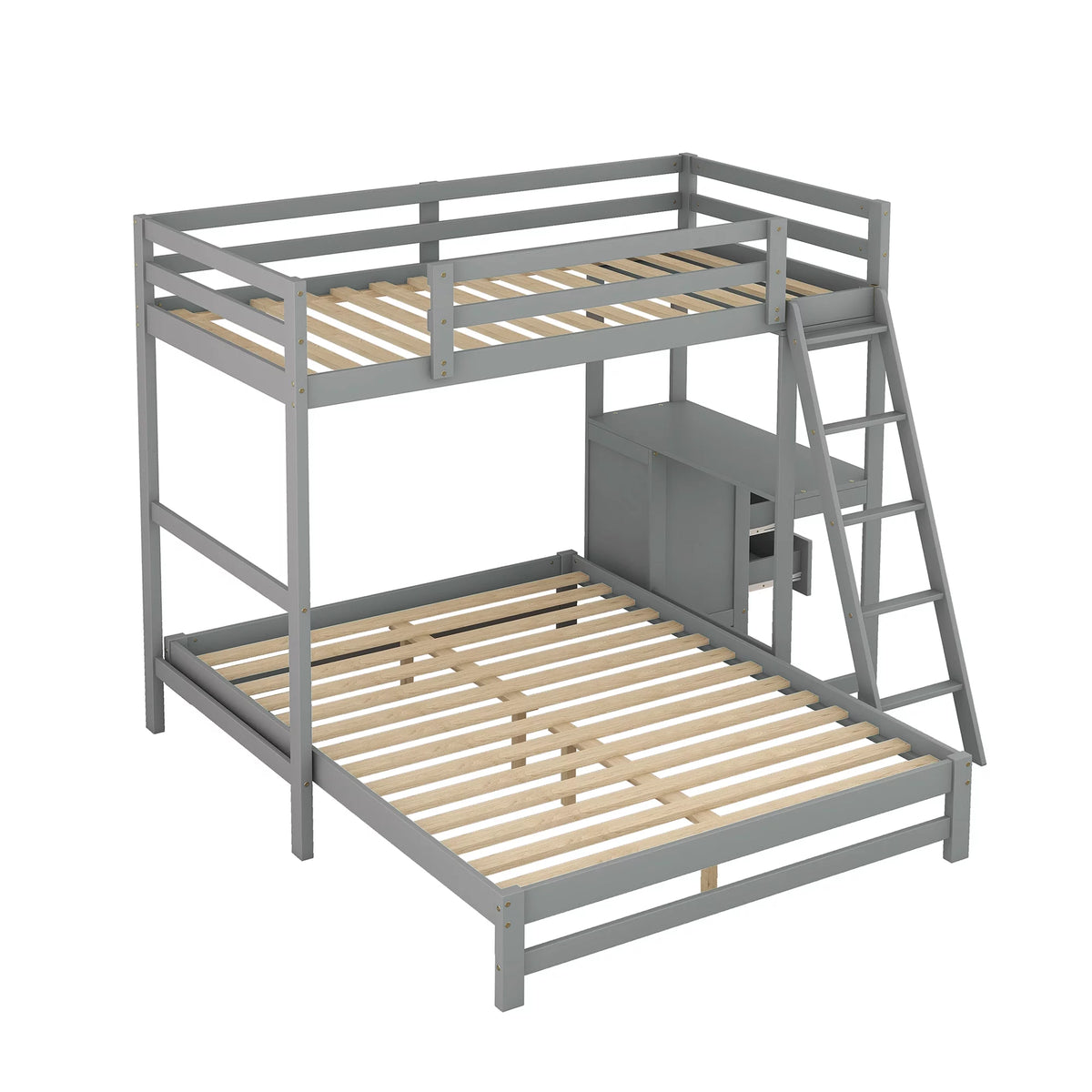 Twin over Full Bunk Bed with Desk and Drawers L46891