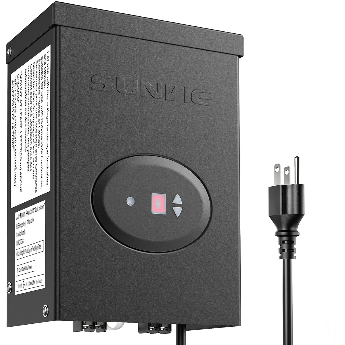 200W Low Voltage Landscape Lighting Transformer with Timer and Photocell Sensor B989