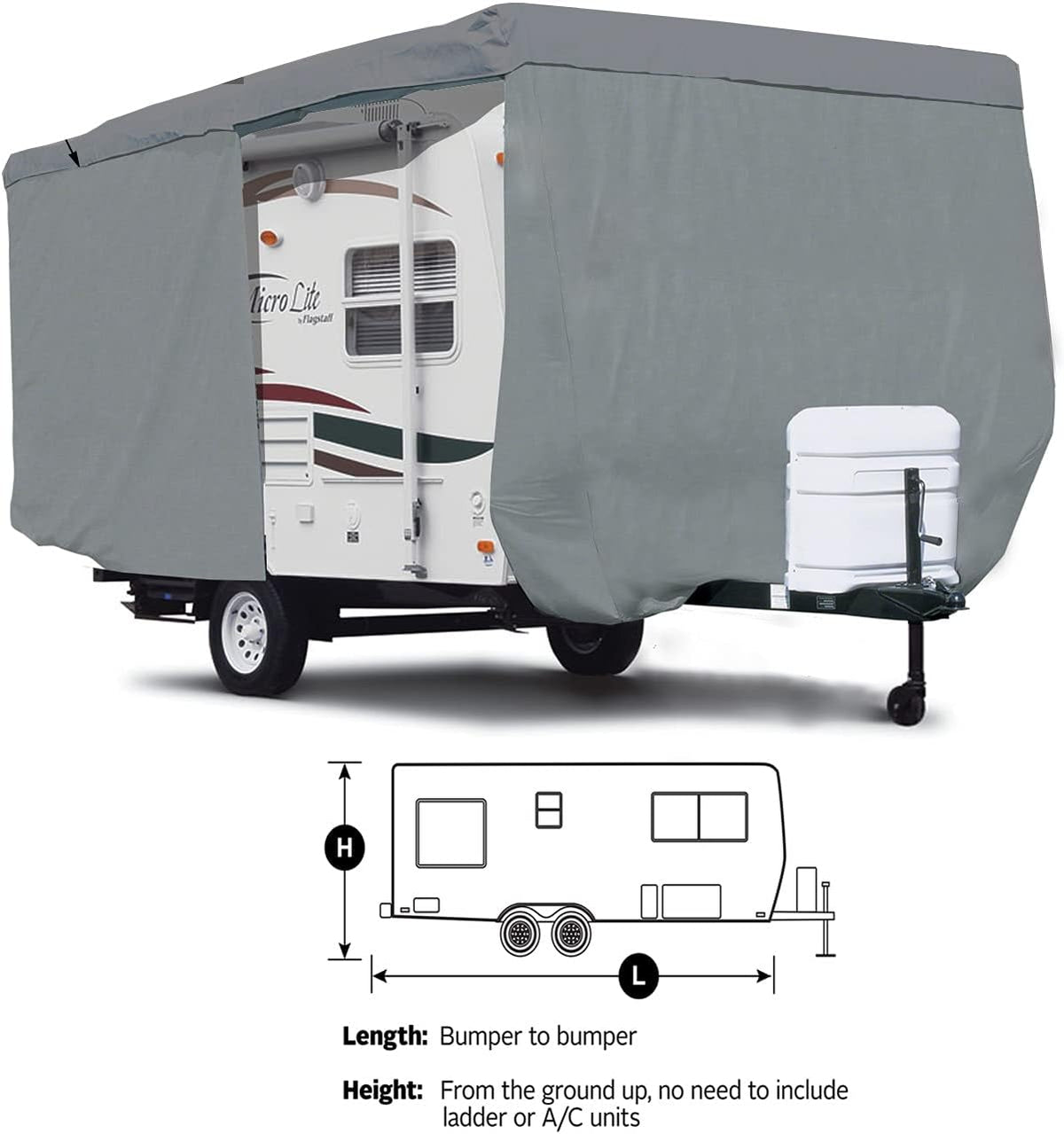 Deluxe Travel Trailer RV Cover Camper Cover with Access Panels Fits 9'-10'L T1429