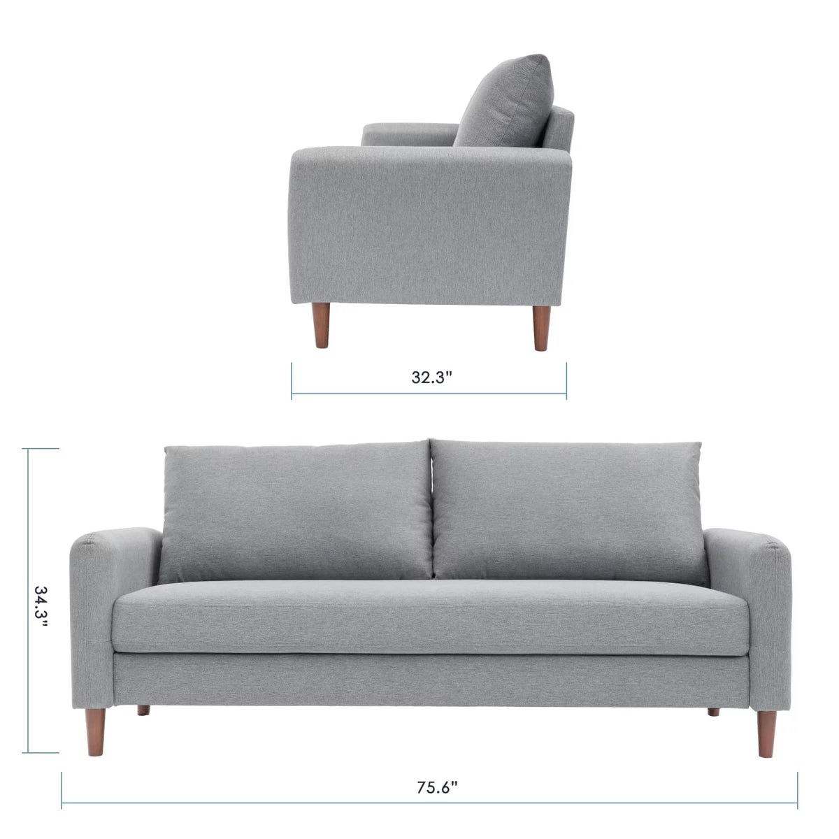 Light Grey Sofa with Curved Arms V63200