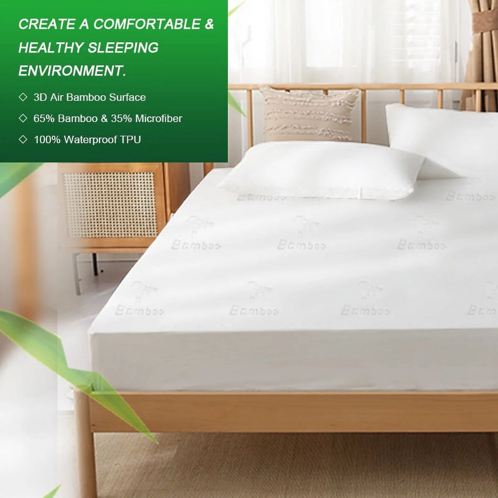 Bamboo Fibre Full Size Waterproof Mattress Protector Deep Pocket C360208