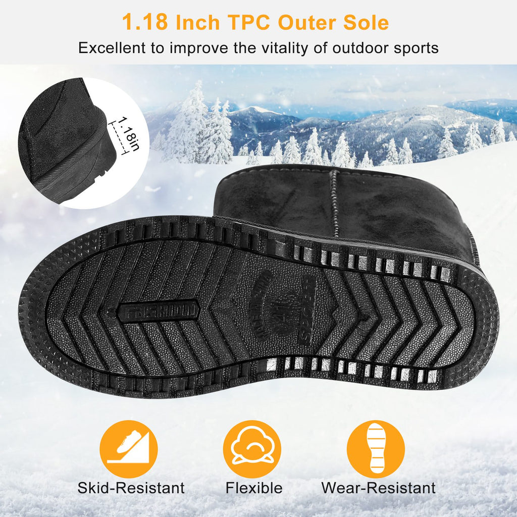 Black Artificial Suede Mid-Calf Snow Boots F14814