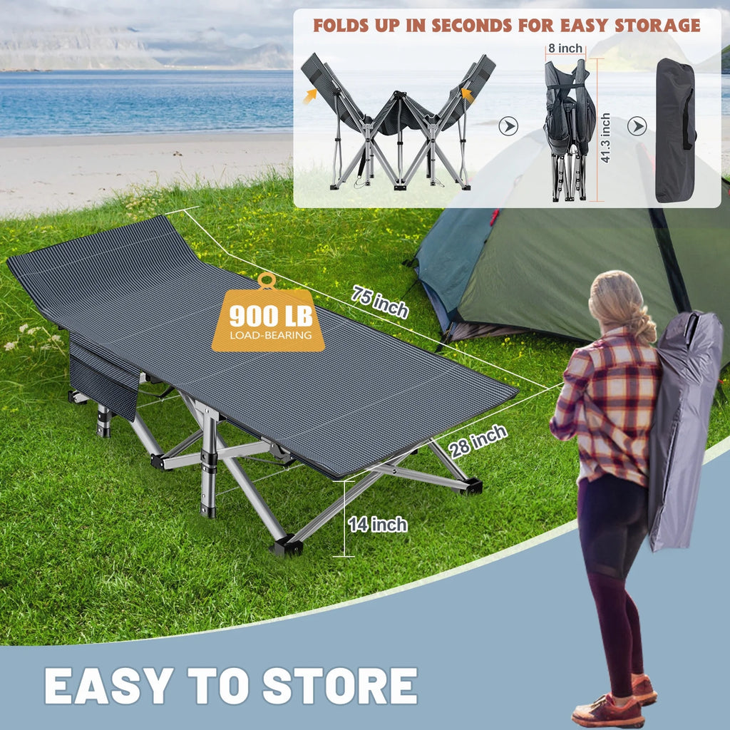 75'' Portable Folding Bed with Mattress & Carrying Bag H3380