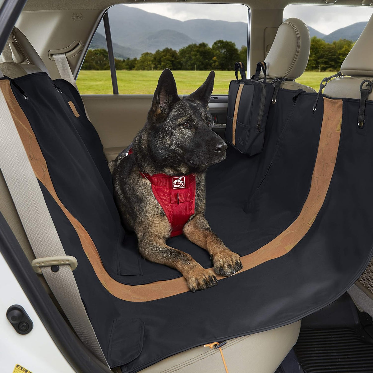 Khaki Heather Charcoal Grey Dog Car Hammock Seat Cover Pack of 2 R5785