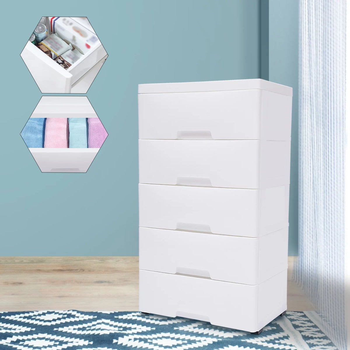 Plastic 5 Drawer Stackable Storage Dresser L29731