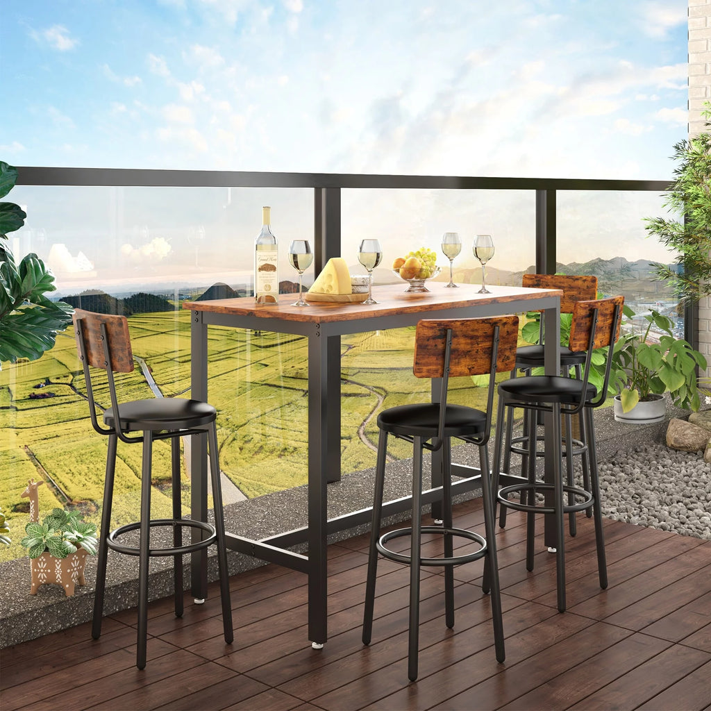 5 Pieces Counter Height Dining Table Set with 4 Stools D574749
