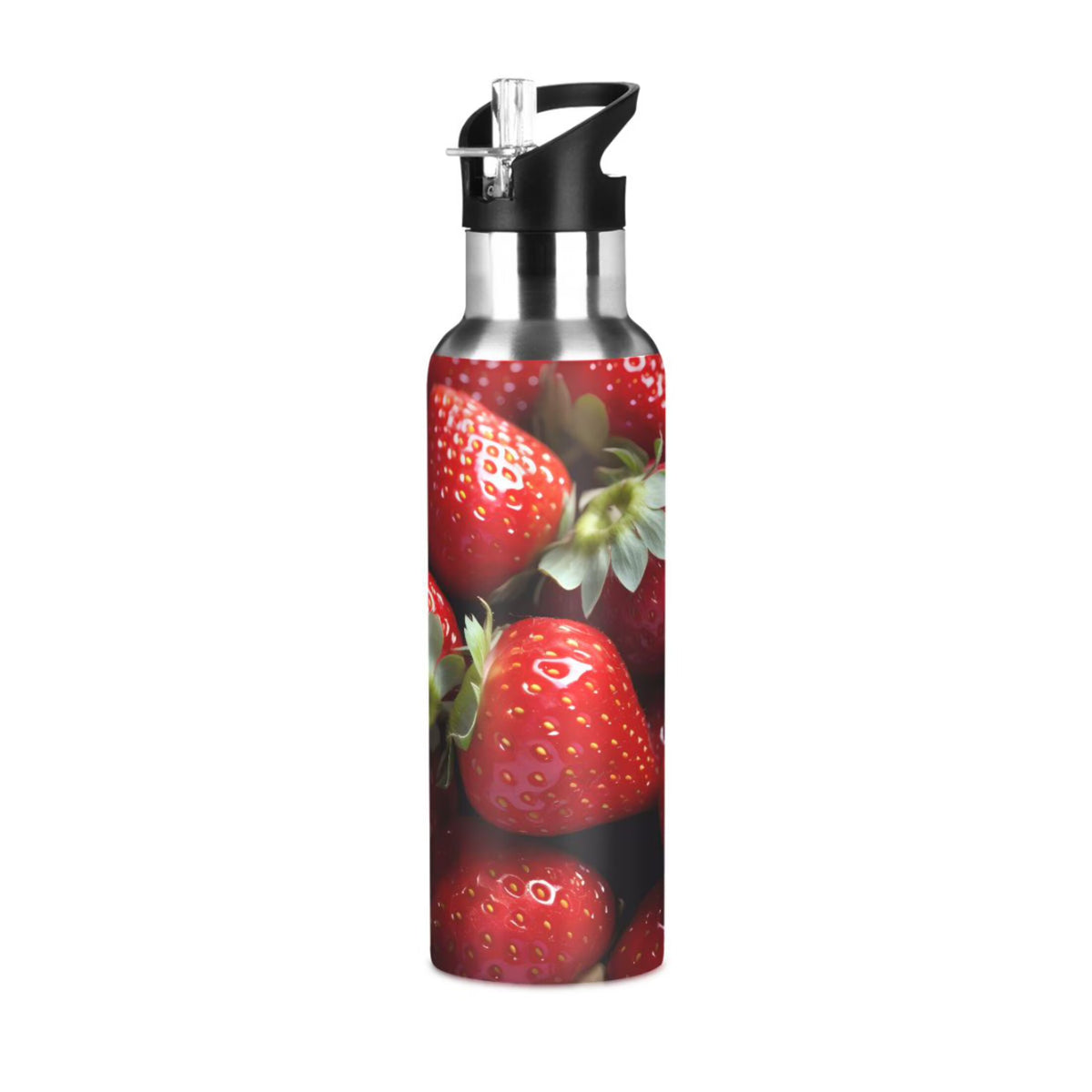 Strawberries Stainless Steel Insulated Water Bottle with Straw Lid X776
