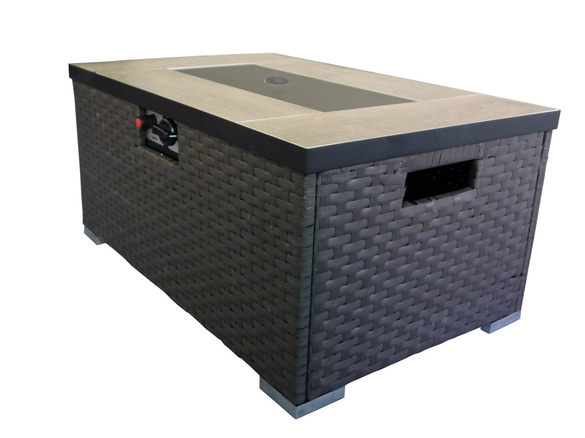 Dark Brown Woven Fire Pit Table O20758