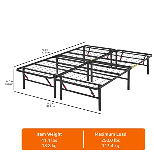 Black Foldable Metal Platform Bed Frame, Full Size, 14 inches High P697625