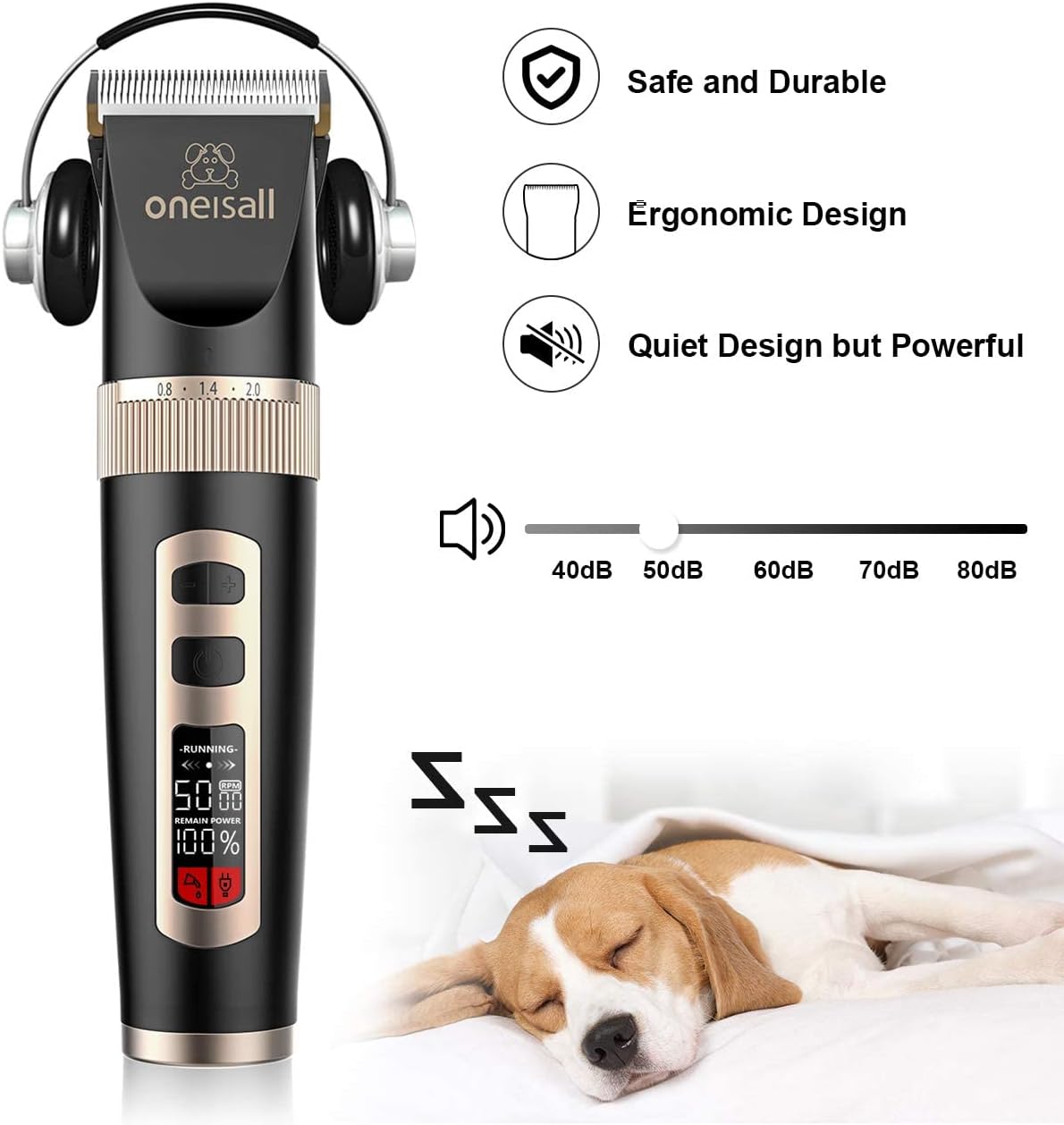 Black Cordless Pet Grooming Clippers Set, Pack of 2 Z602473