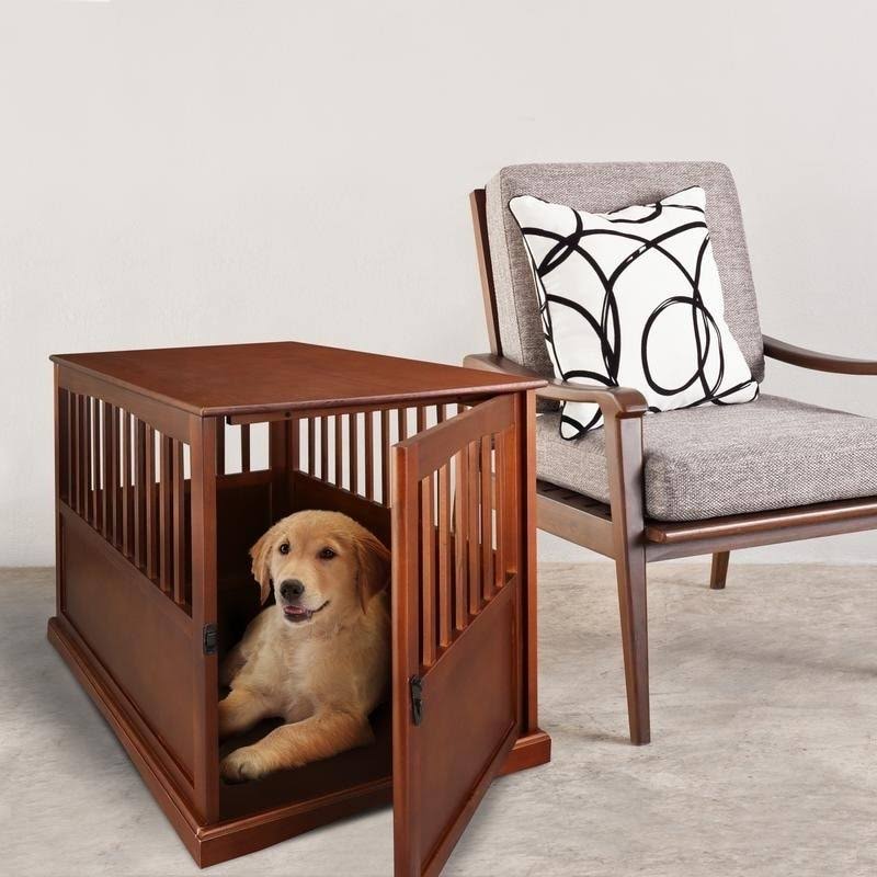 Walnut Pet Crate End Table J730