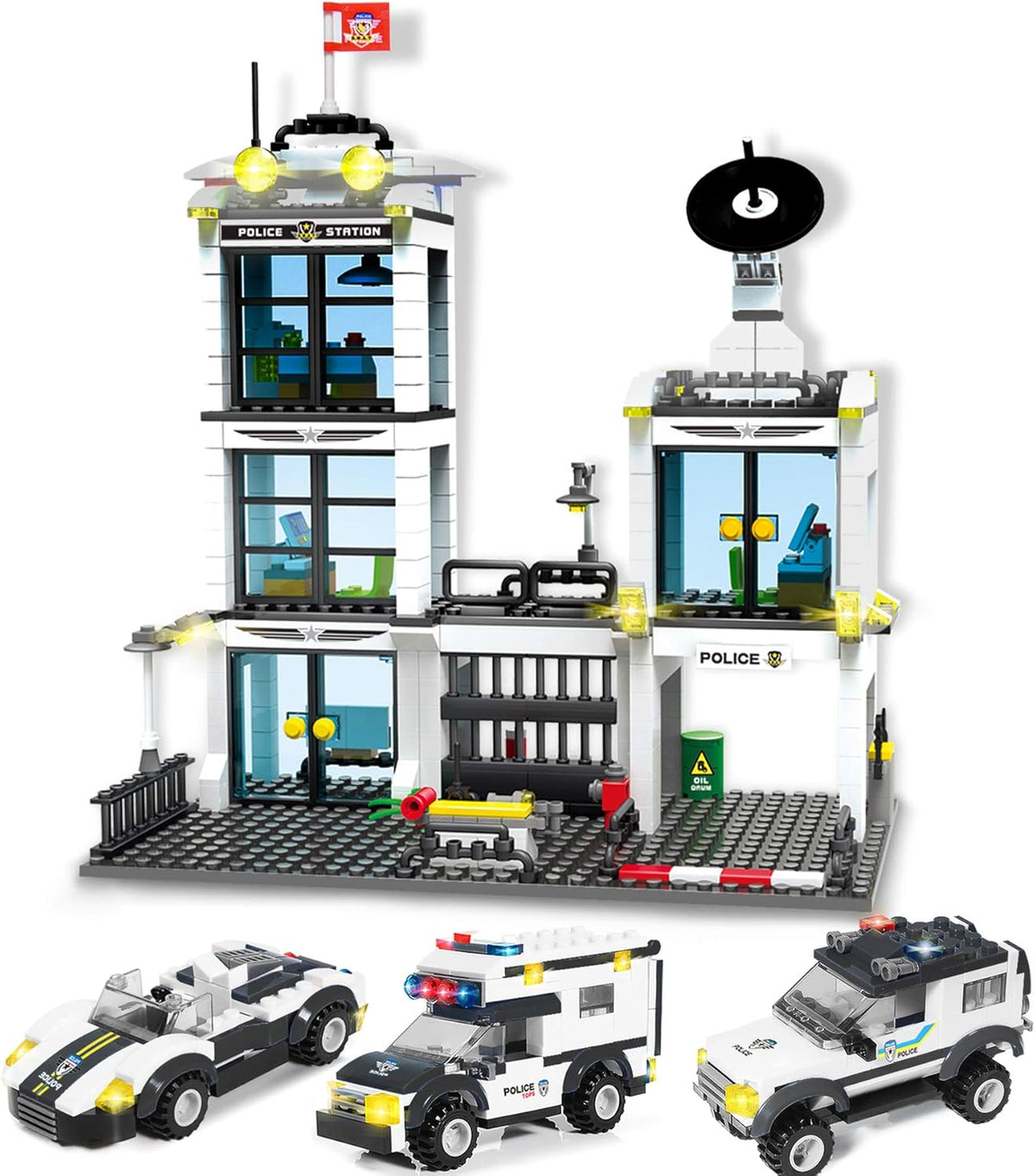 736 Pieces City Police Station & Car Building Blocks Set Z699146