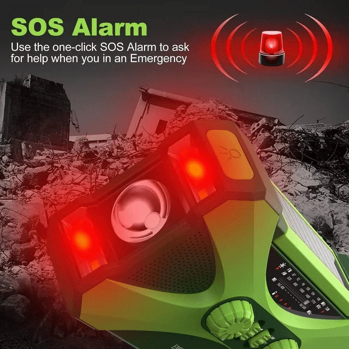 4000mAh AM FM NOAA Hand Crank Solar Emergency Radio with Flashlight V8039