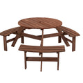6-Person Circular Wooden Picnic Table with 3 Built-in Benches R893
