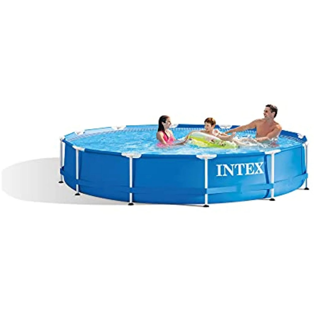 12 Ft x 30 Inches Metal Frame Above Ground Swimming Pool with Filter & Cover X40754