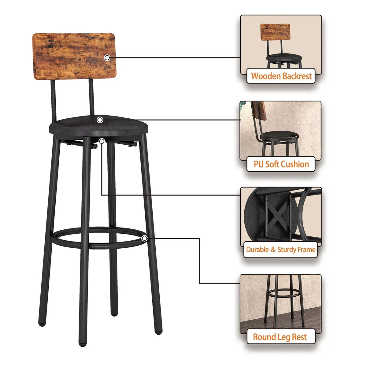 5 Pieces Counter Height Dining Table Set with 4 Stools D574749
