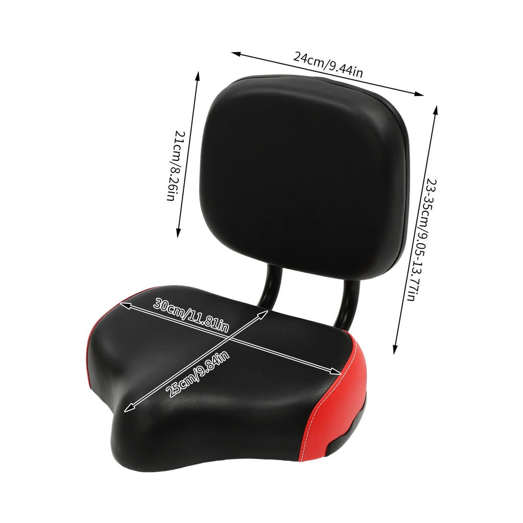 Red/Blue 11.5" x 9.5" Wide Bike Seat with Backrest Q98102