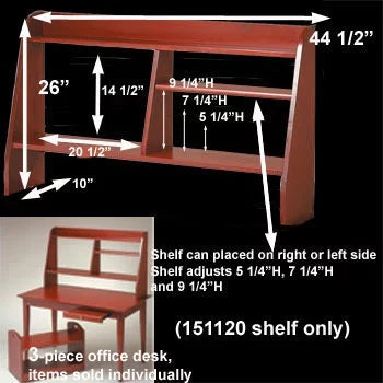 Cherry Stain Hardwood Computer Desk Shelf V507669