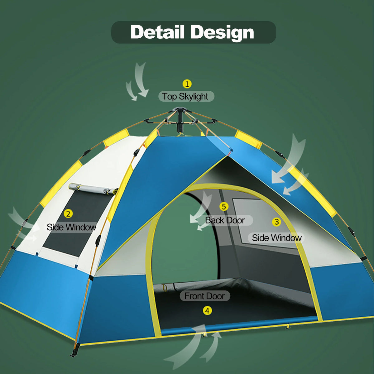 4-Person Instant Pop Up Camping Tent with Moisture Proof Mat S52712