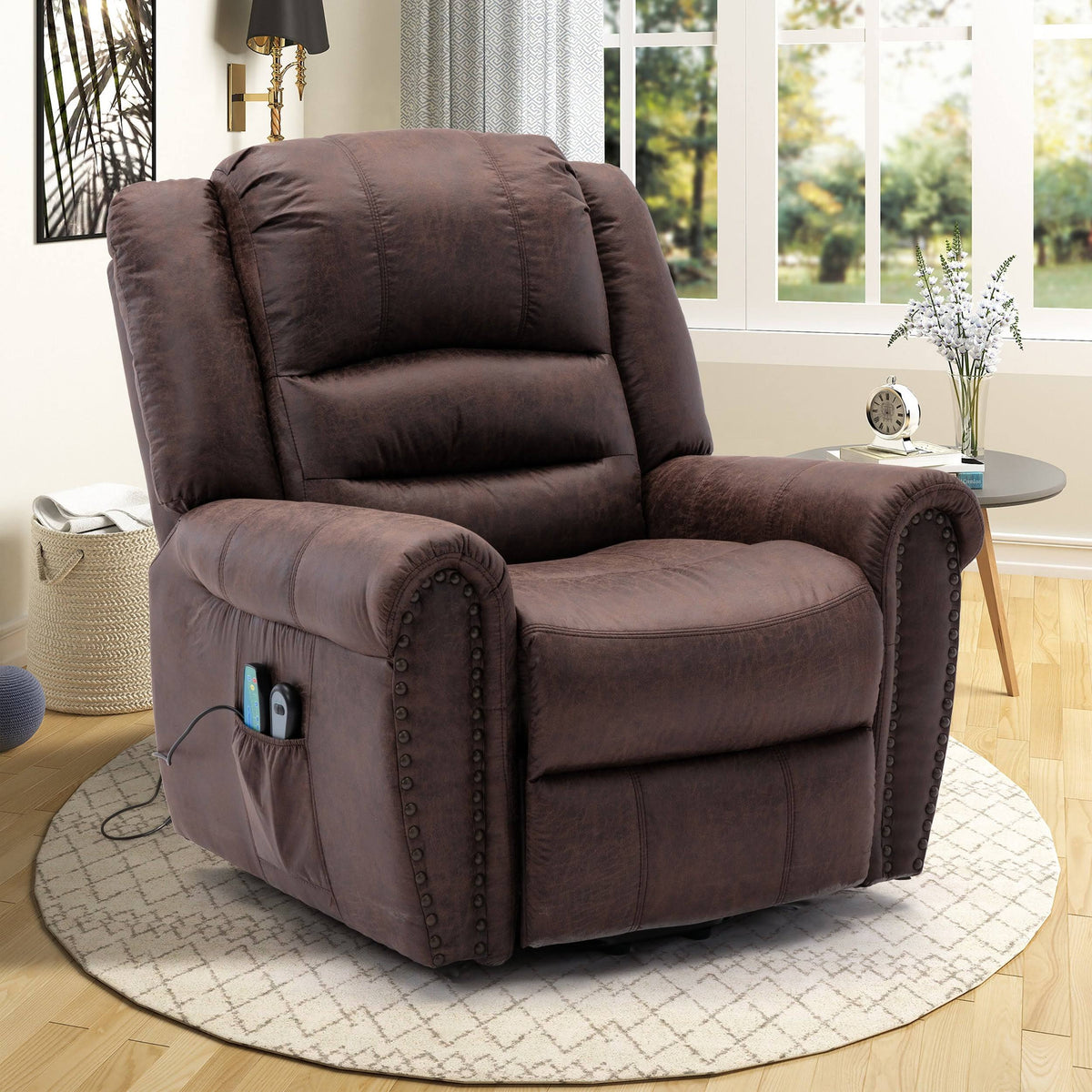 Dark Brown Power Lift Recliner with Massage W526