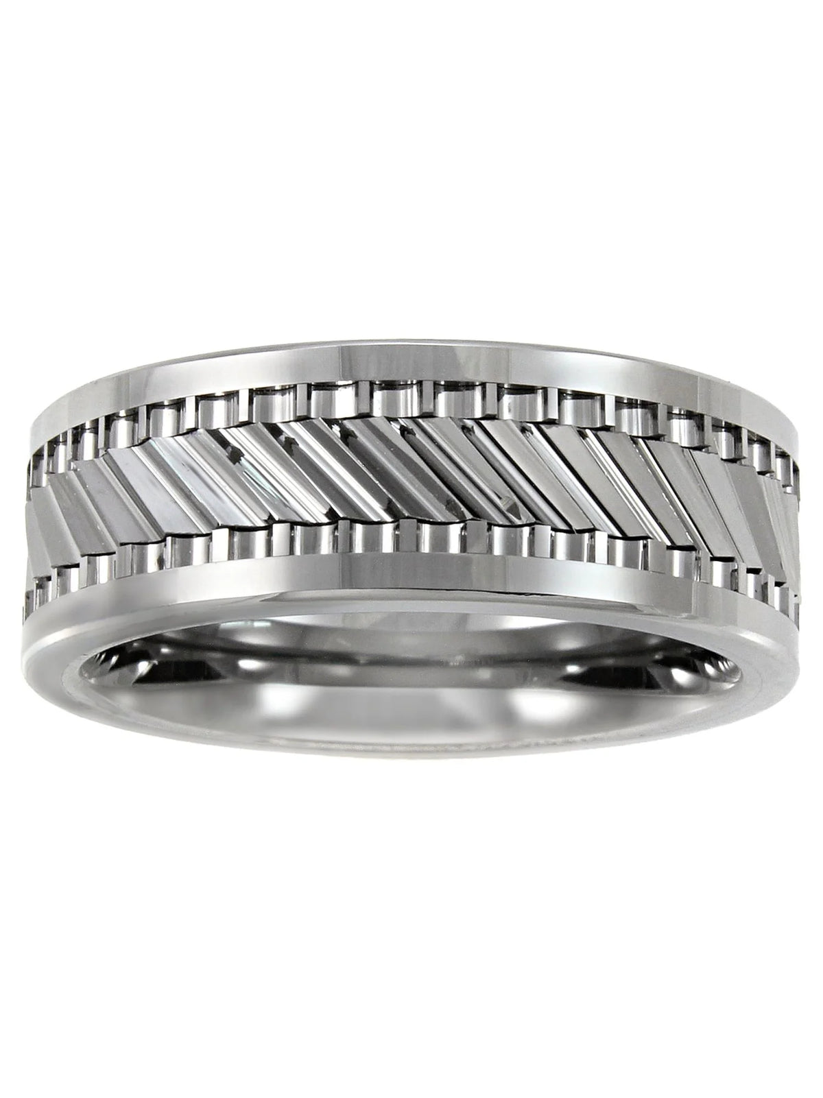 Tungsten 8MM Gear Pattern Wedding Band G8811