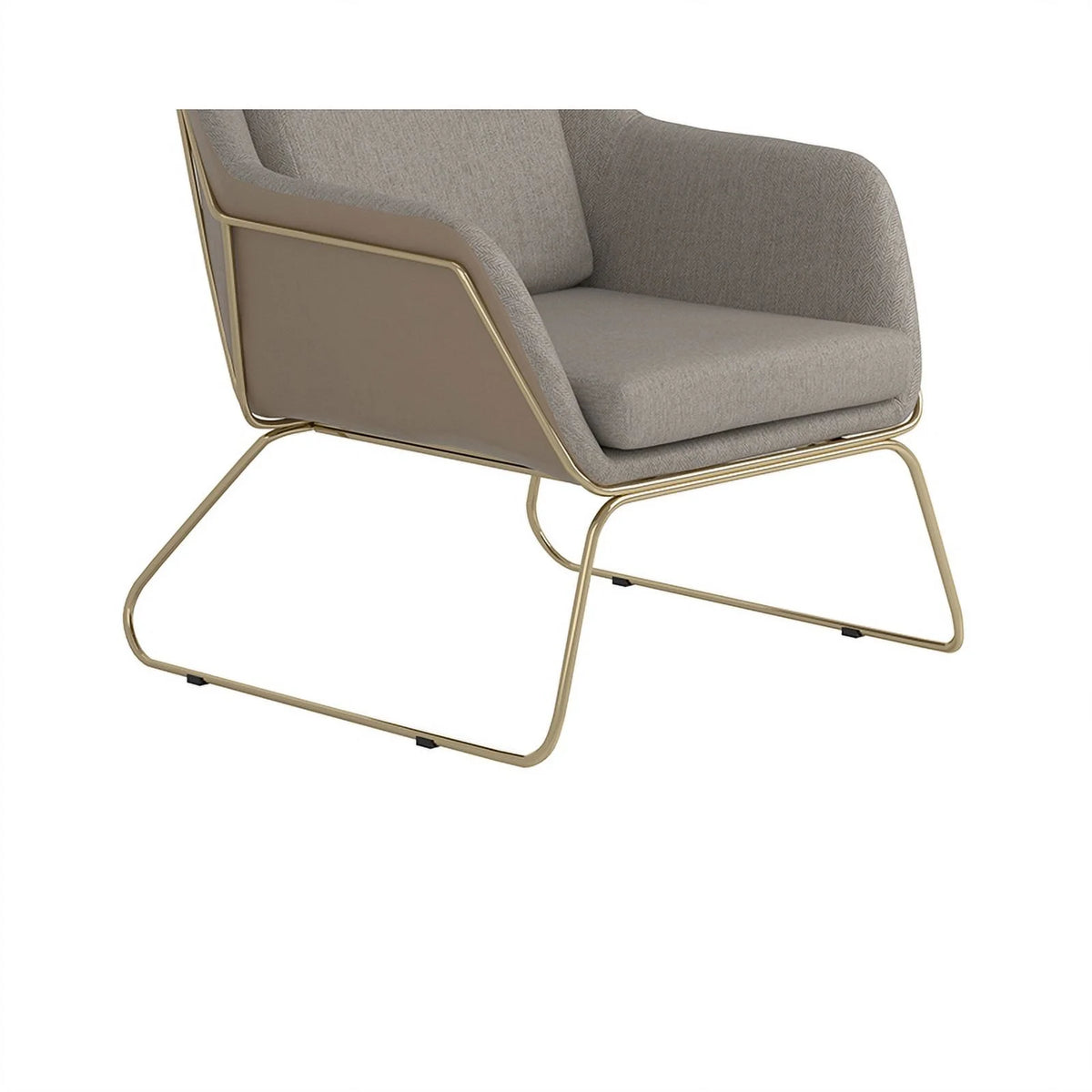 Beige Metal Sled Leg Accent Chair K449276
