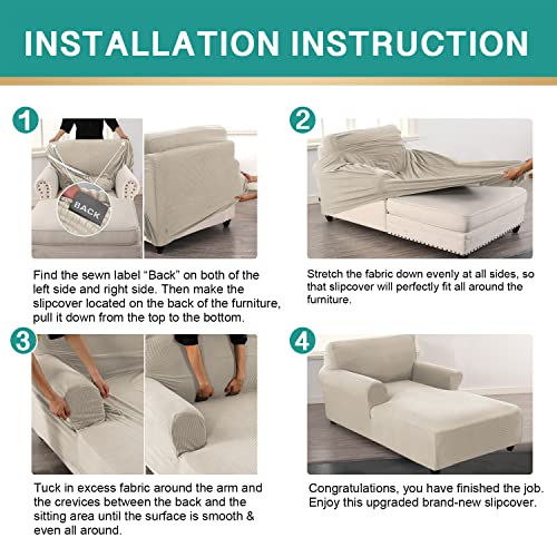 Chaise Lounge Slipcover, Jacquard Stretch, Double Arm, Machine Washable I42113