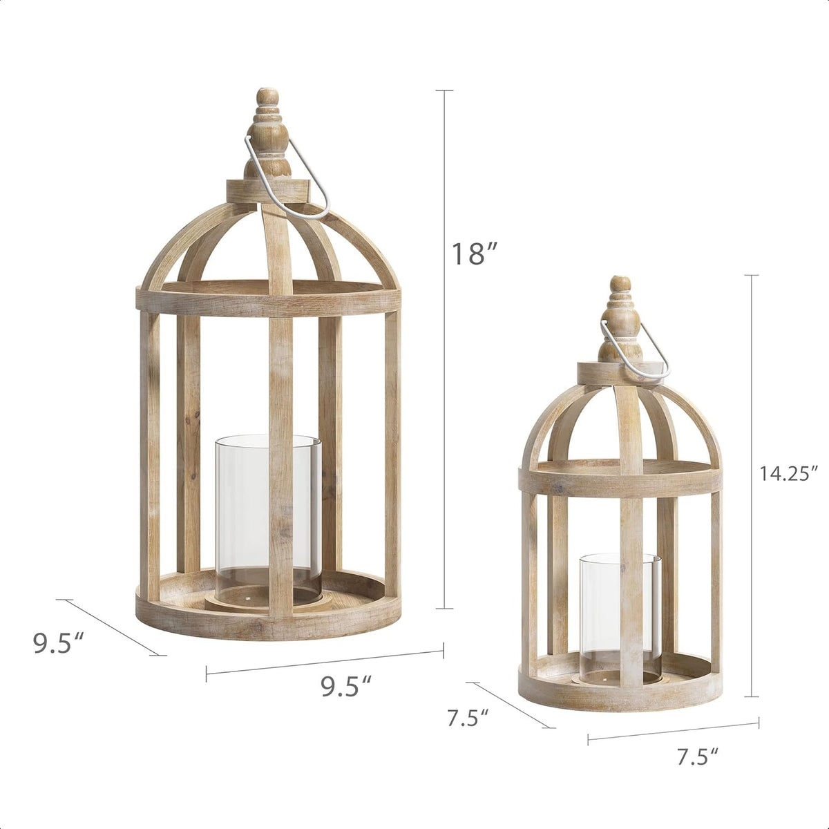 Decorative Wooden Lantern Candle Holders Set of 2 Z6658