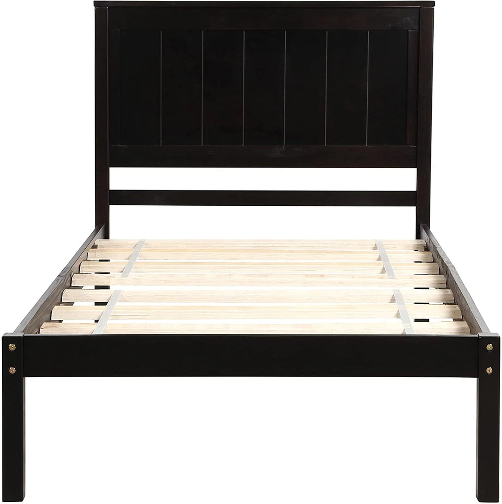 Full Size Solid Wood Platform Bed Frame with Headboard, Espresso U93270