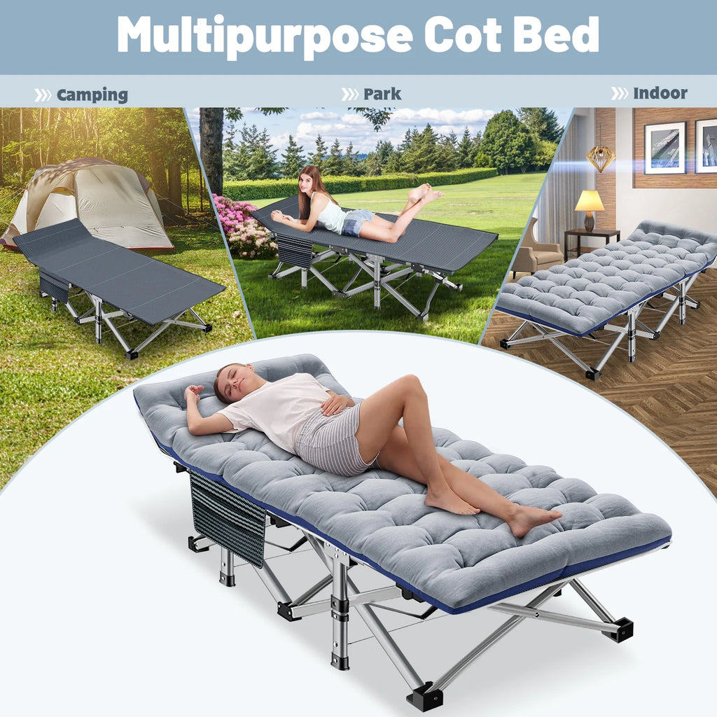 75'' Portable Folding Bed with Mattress & Carrying Bag H3380