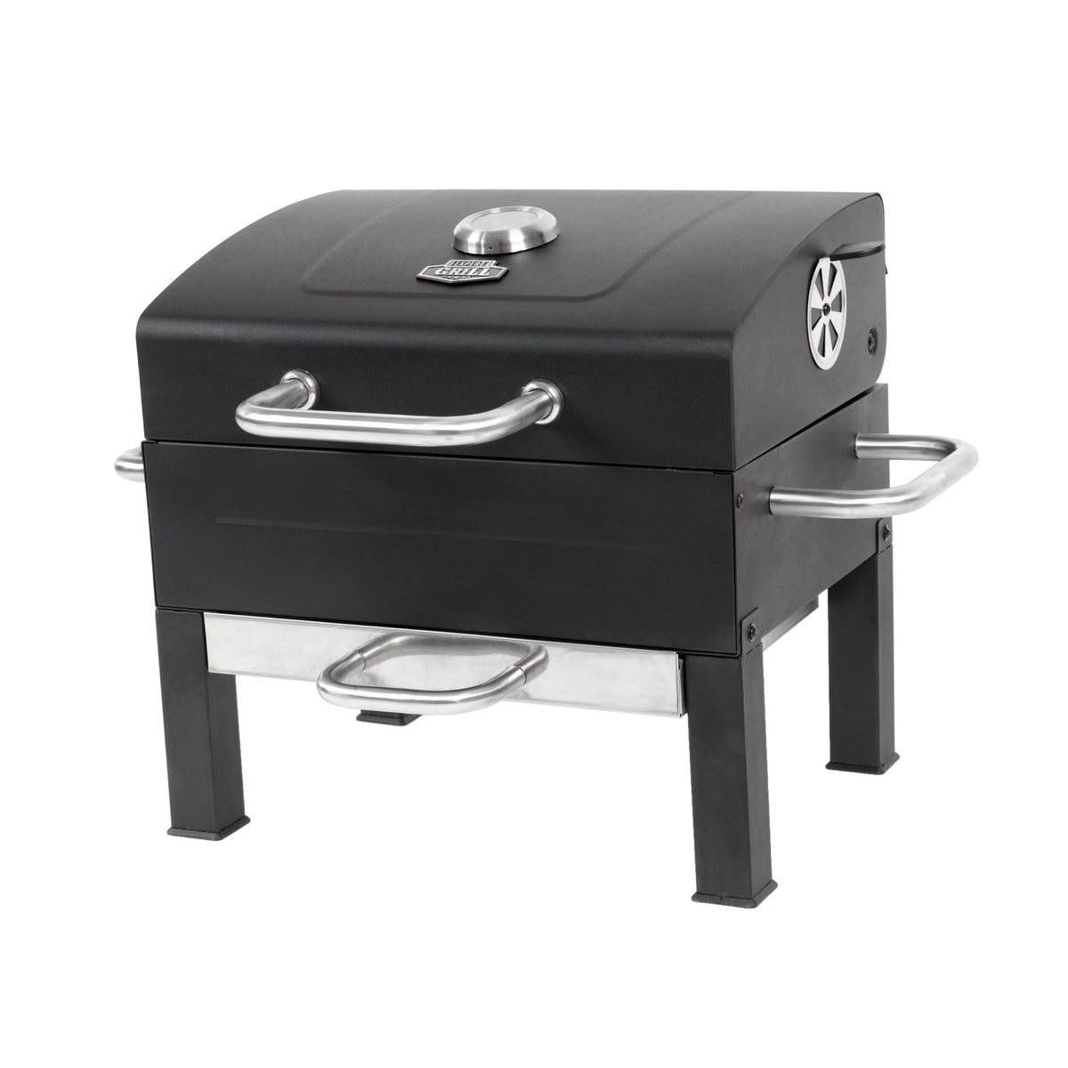 Portable Charcoal Grill, Black and Stainless Steel H1756