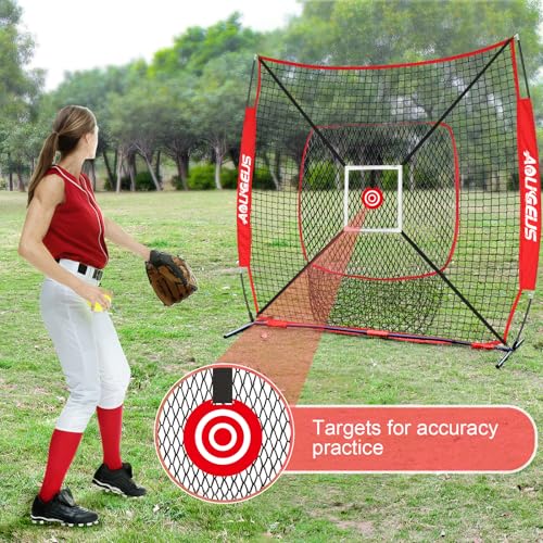 Baseball Softball Practice Net with Batting Tee and Bow Frame H146