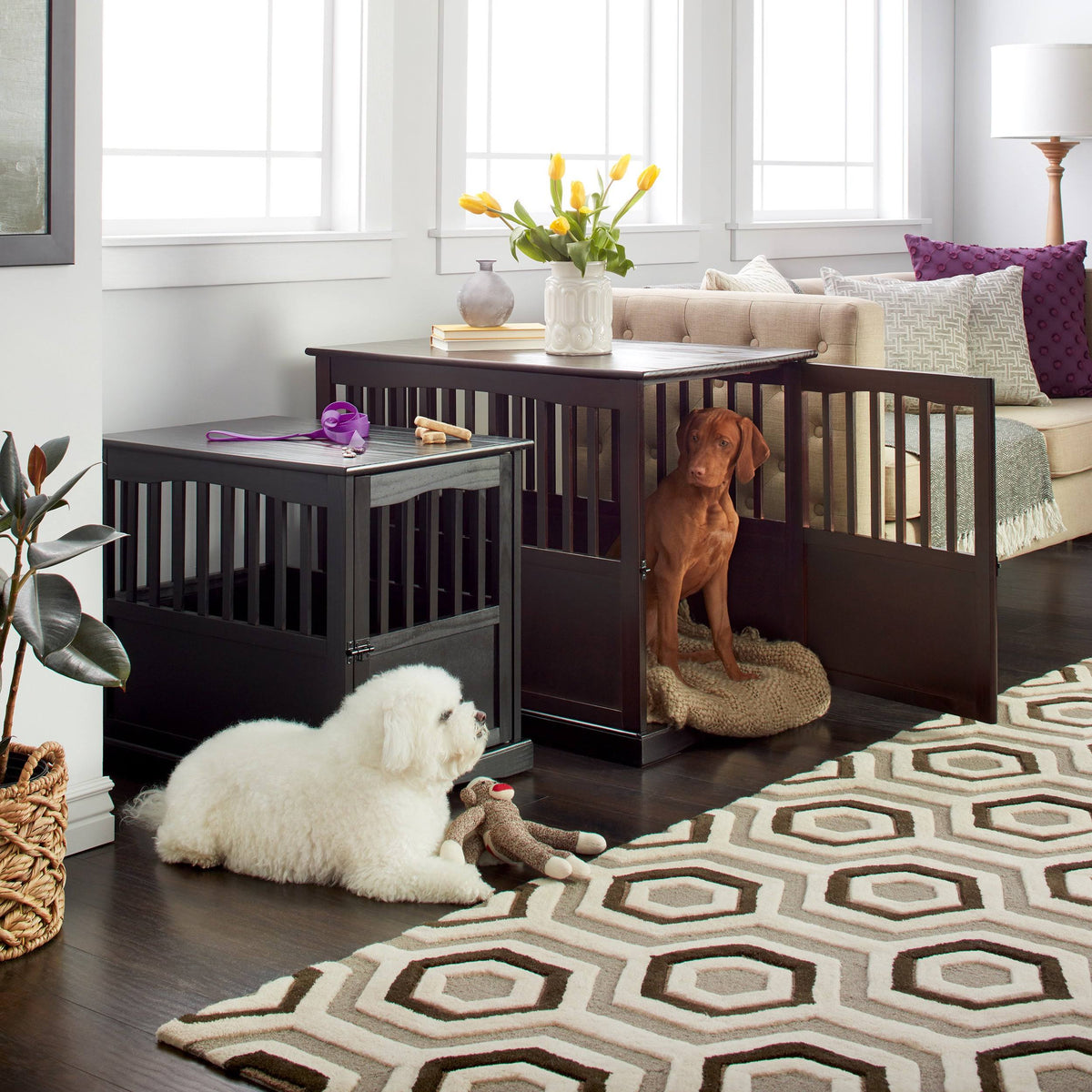 Walnut Pet Crate End Table J730