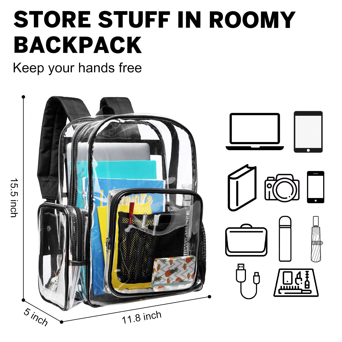 Clear Backpack with Reinforced Strap H21927