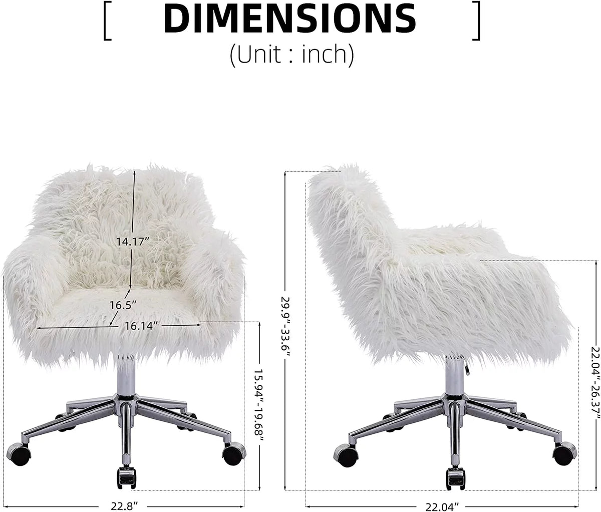 White Faux Fur Upholstered Swivel Vanity Chair A903