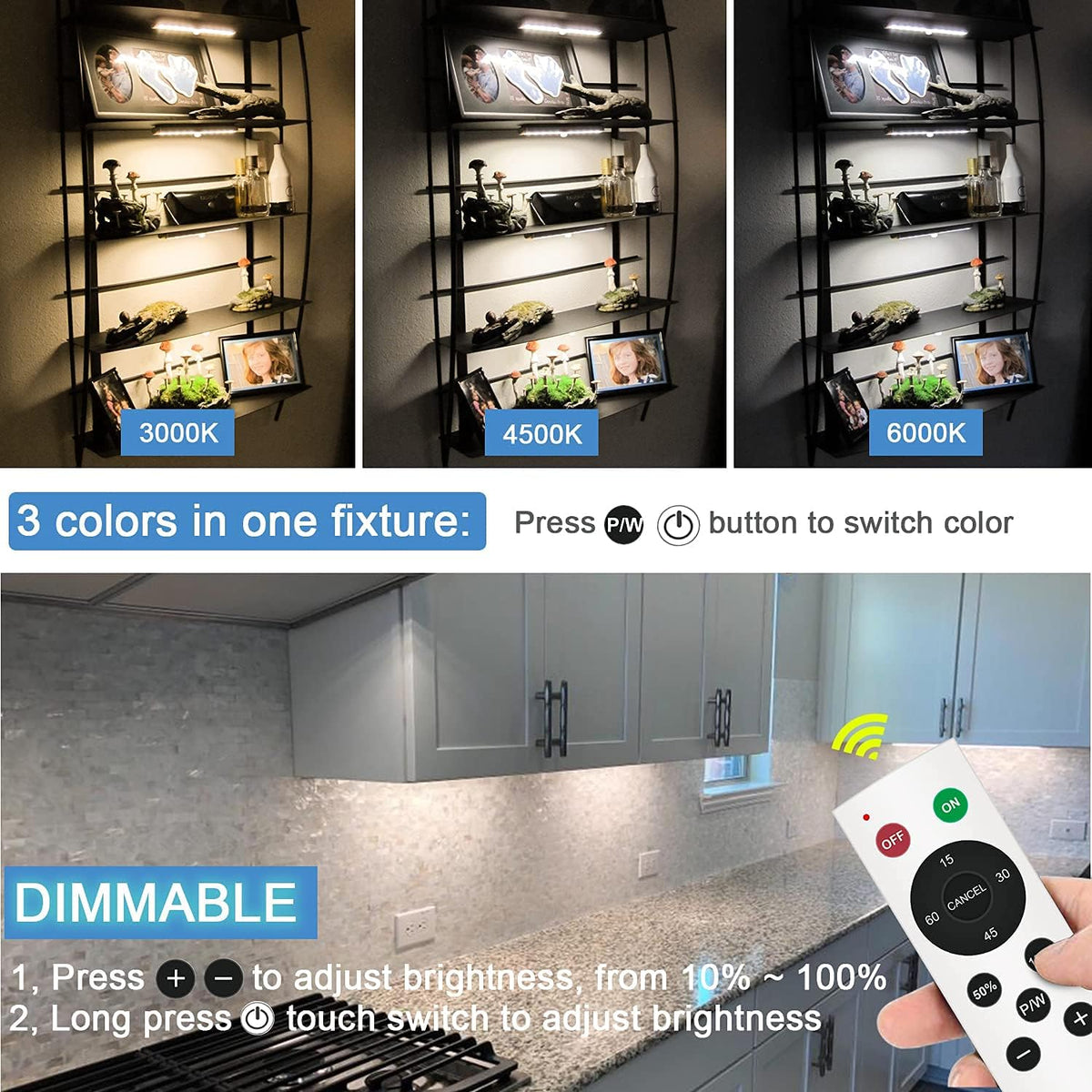 Rechargeable Touch Lights with Timer Dimmer 3 Colors H2198