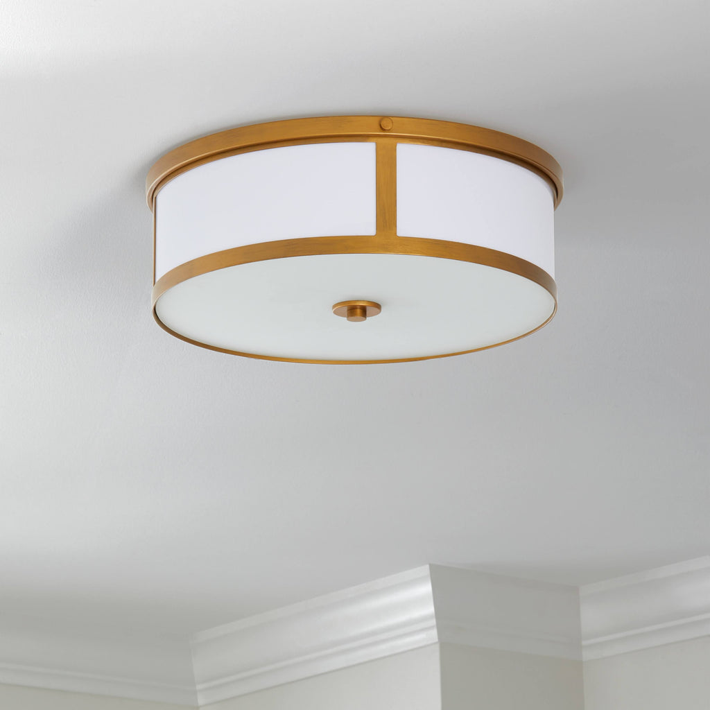 Antique Gold 2-Light Drum Flush Mount E866