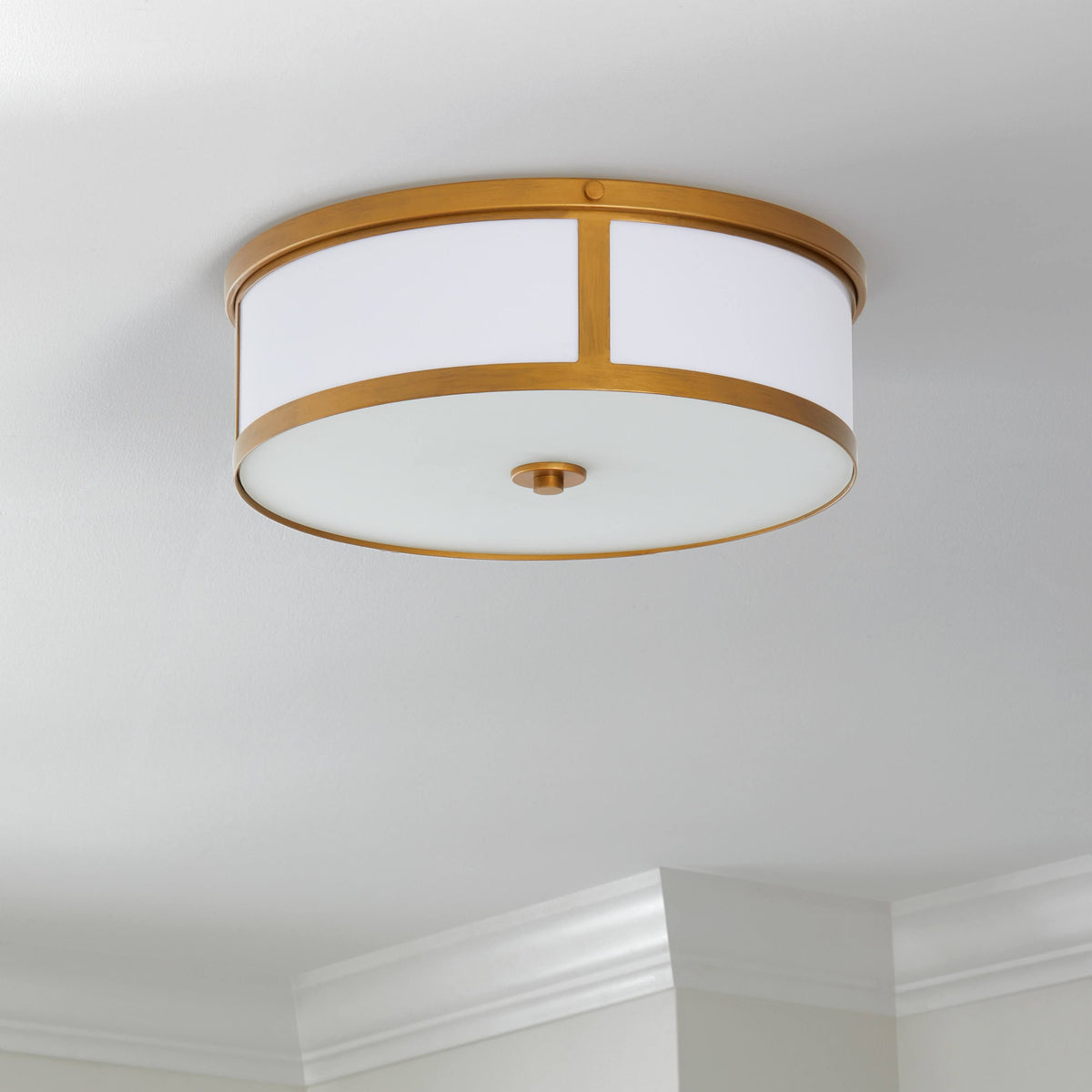 Antique Gold 2-Light Drum Flush Mount E866