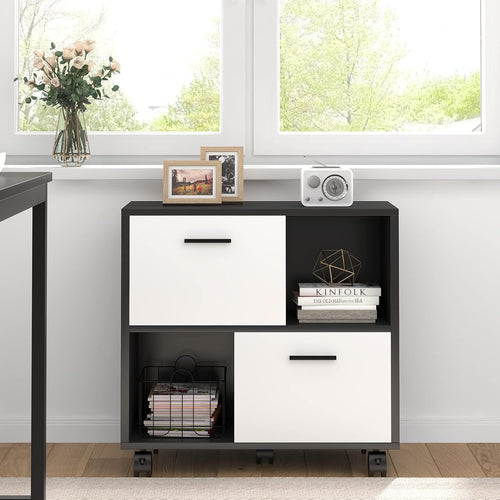 2 Drawer Wood File Cabinet with Wheels W9210