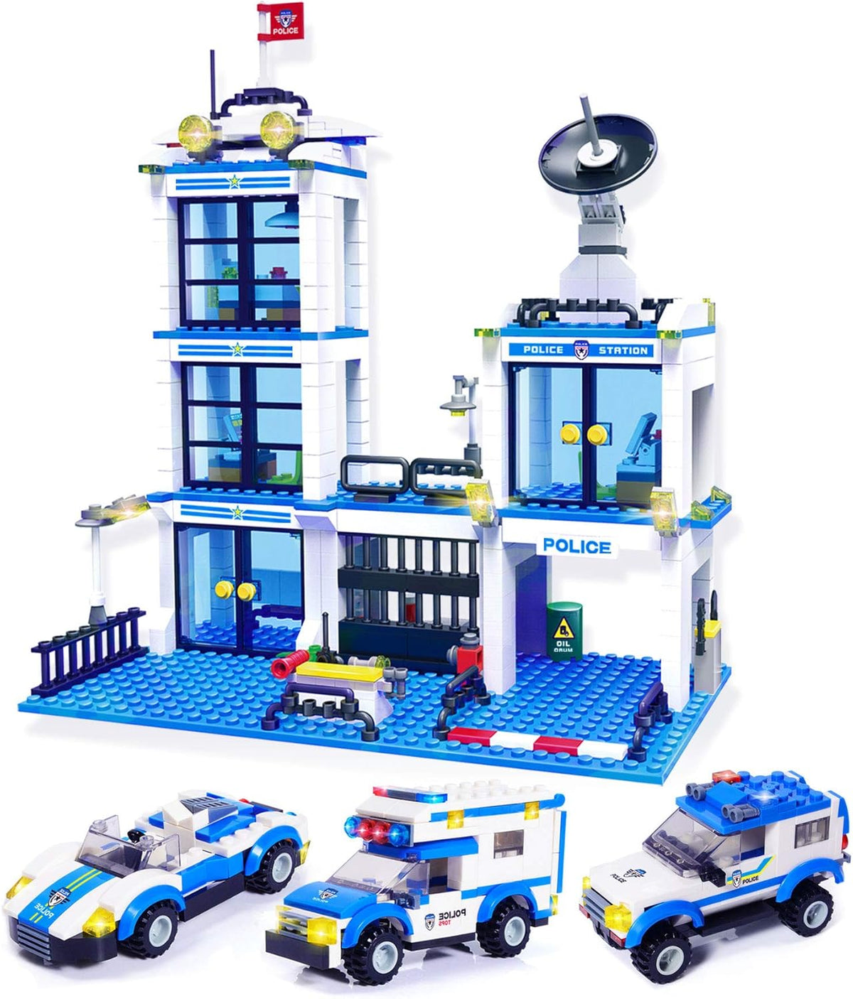 736 Pieces City Police Station & Car Building Blocks Set Z699146