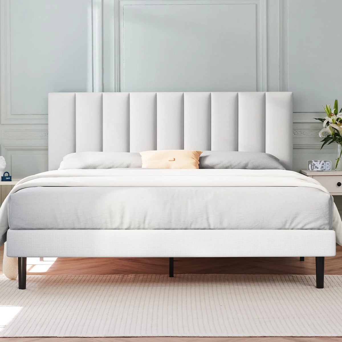 Queen Upholstered Platform Bed Frame with Headboard V828