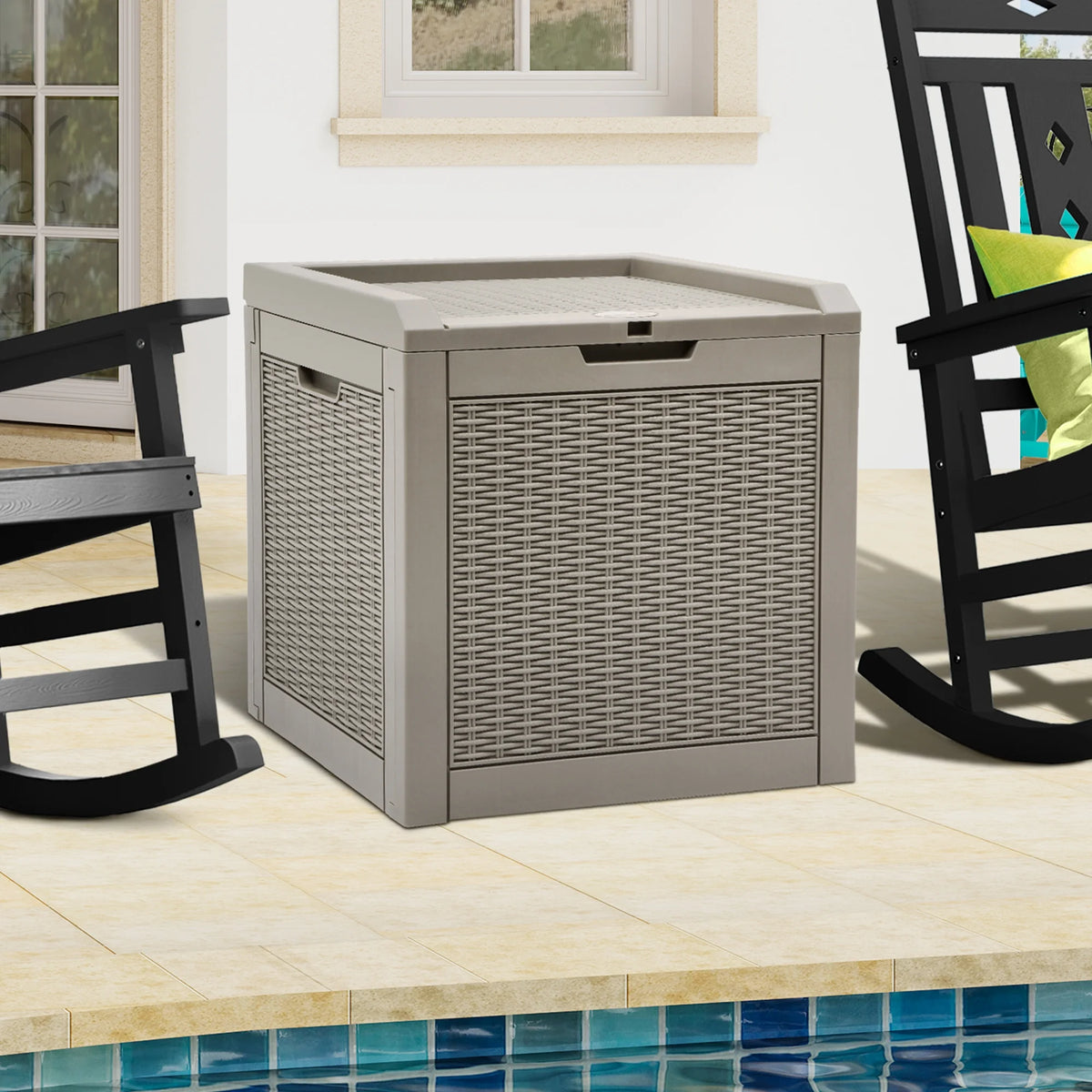 32 Gallon Waterproof Resin Rattan Deck Box B349