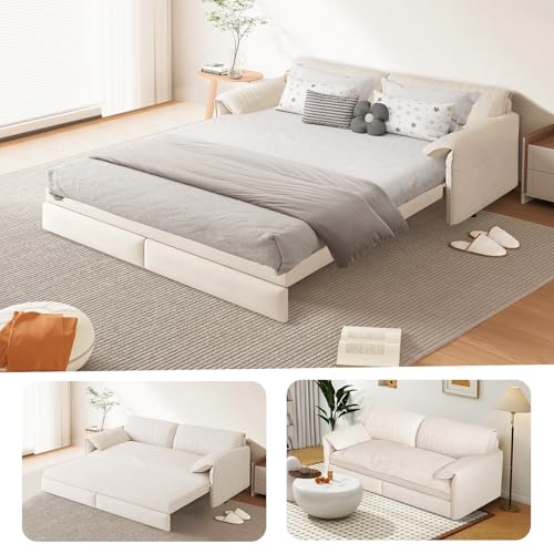 Queen Size Velvet Convertible Sleeper Sofa Bed X855559
