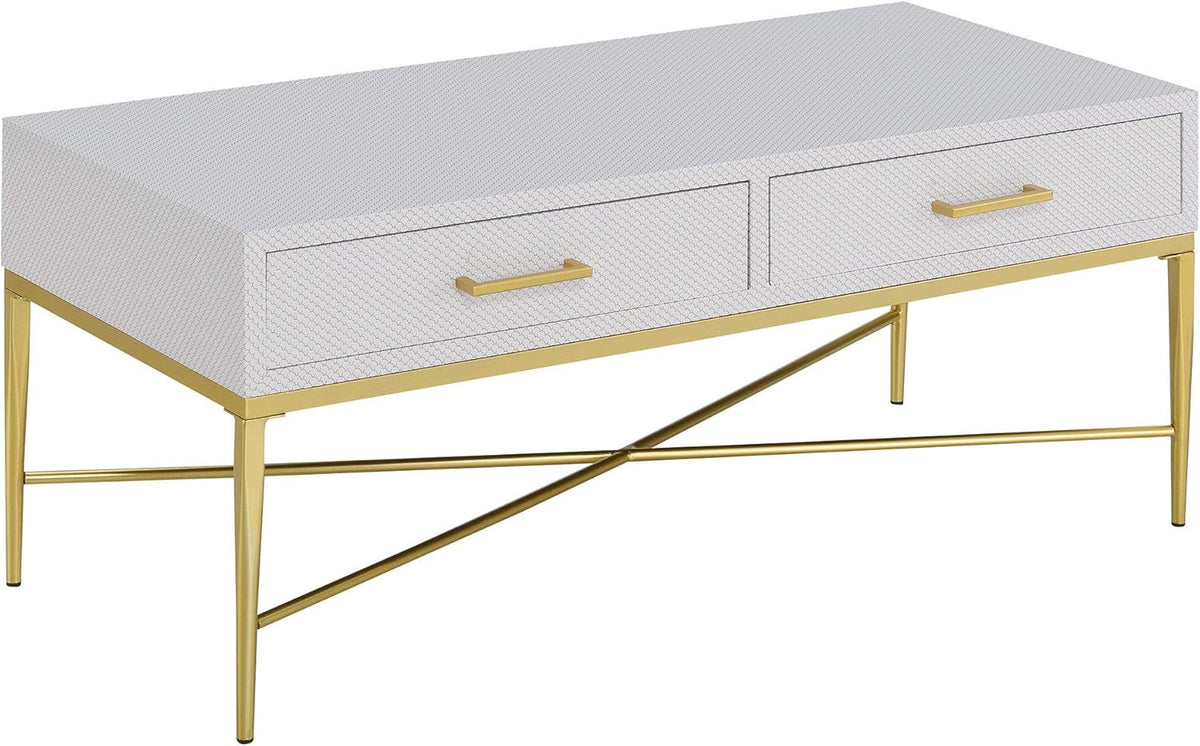White Scallop Gold Coffee Table T1038