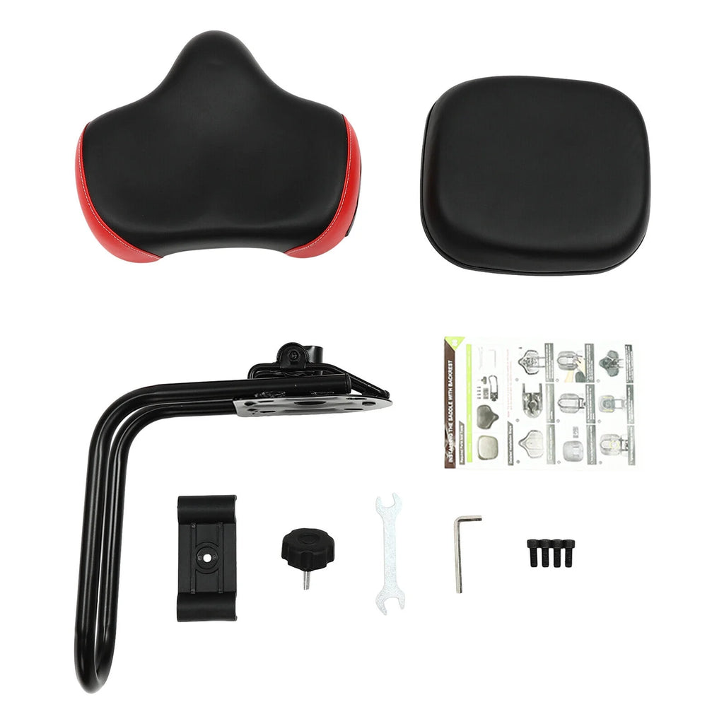Red/Blue 11.5" x 9.5" Wide Bike Seat with Backrest Q98102