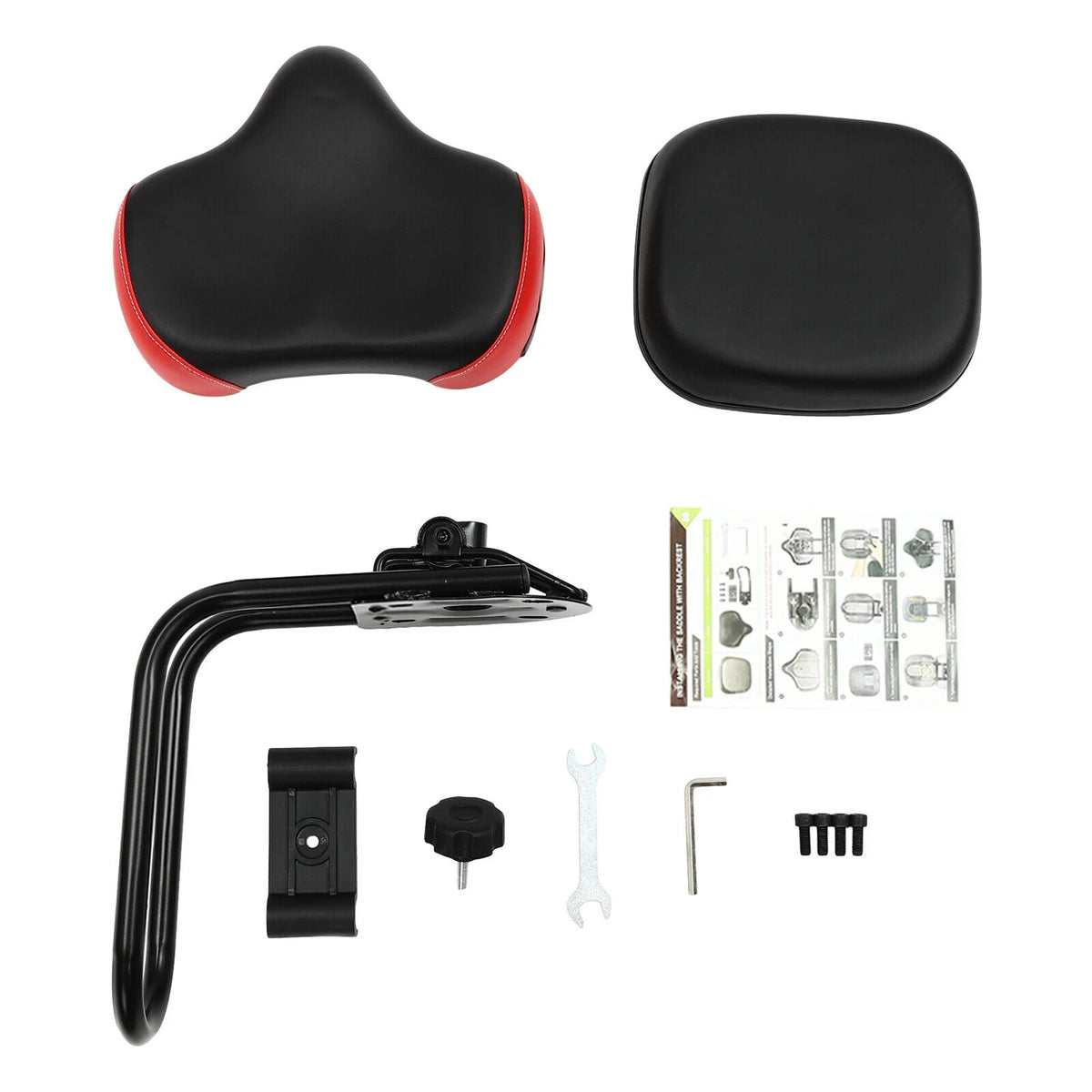 Red/Blue 11.5" x 9.5" Wide Bike Seat with Backrest Q98102