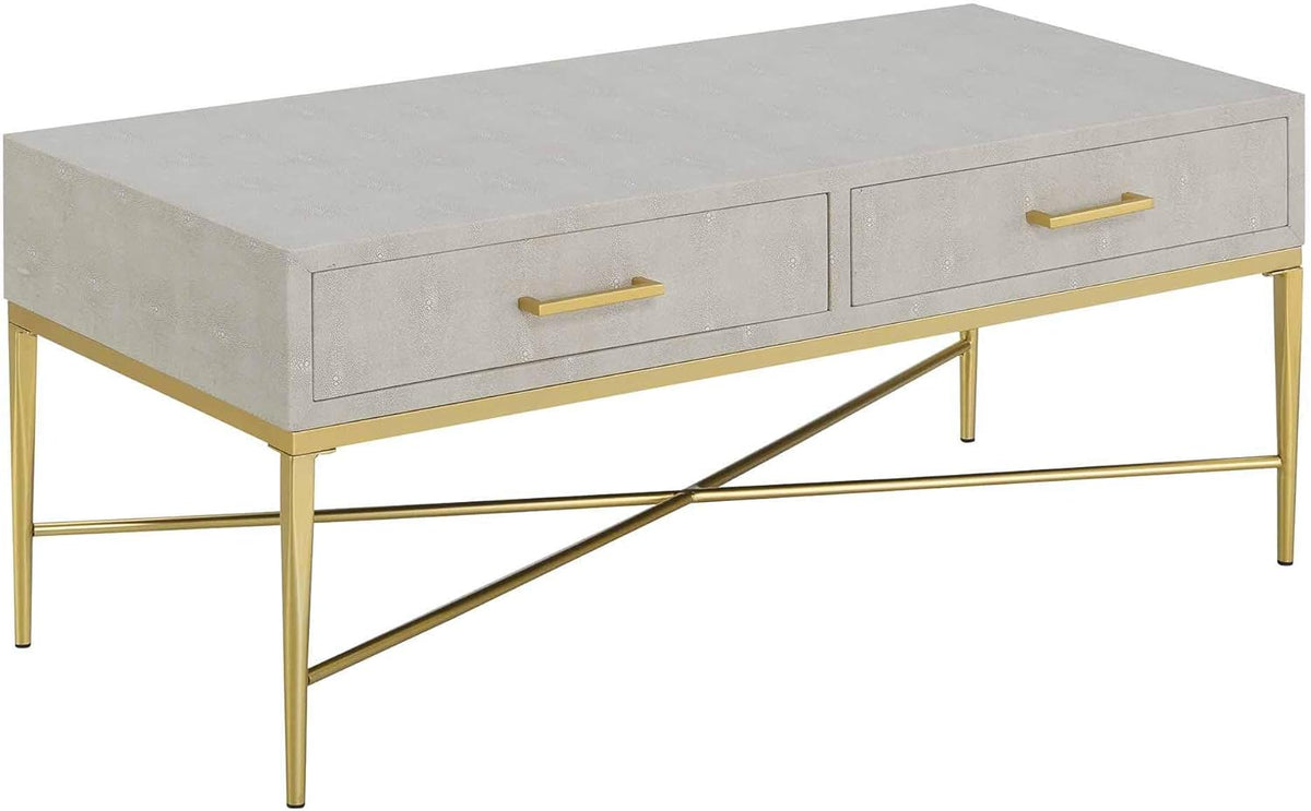 White Scallop Gold Coffee Table T1038