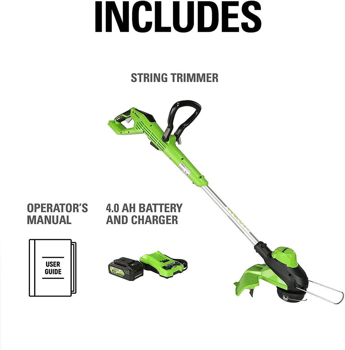 24V 13 Brushless String Trimmer with 4Ah Battery and Charger Q673